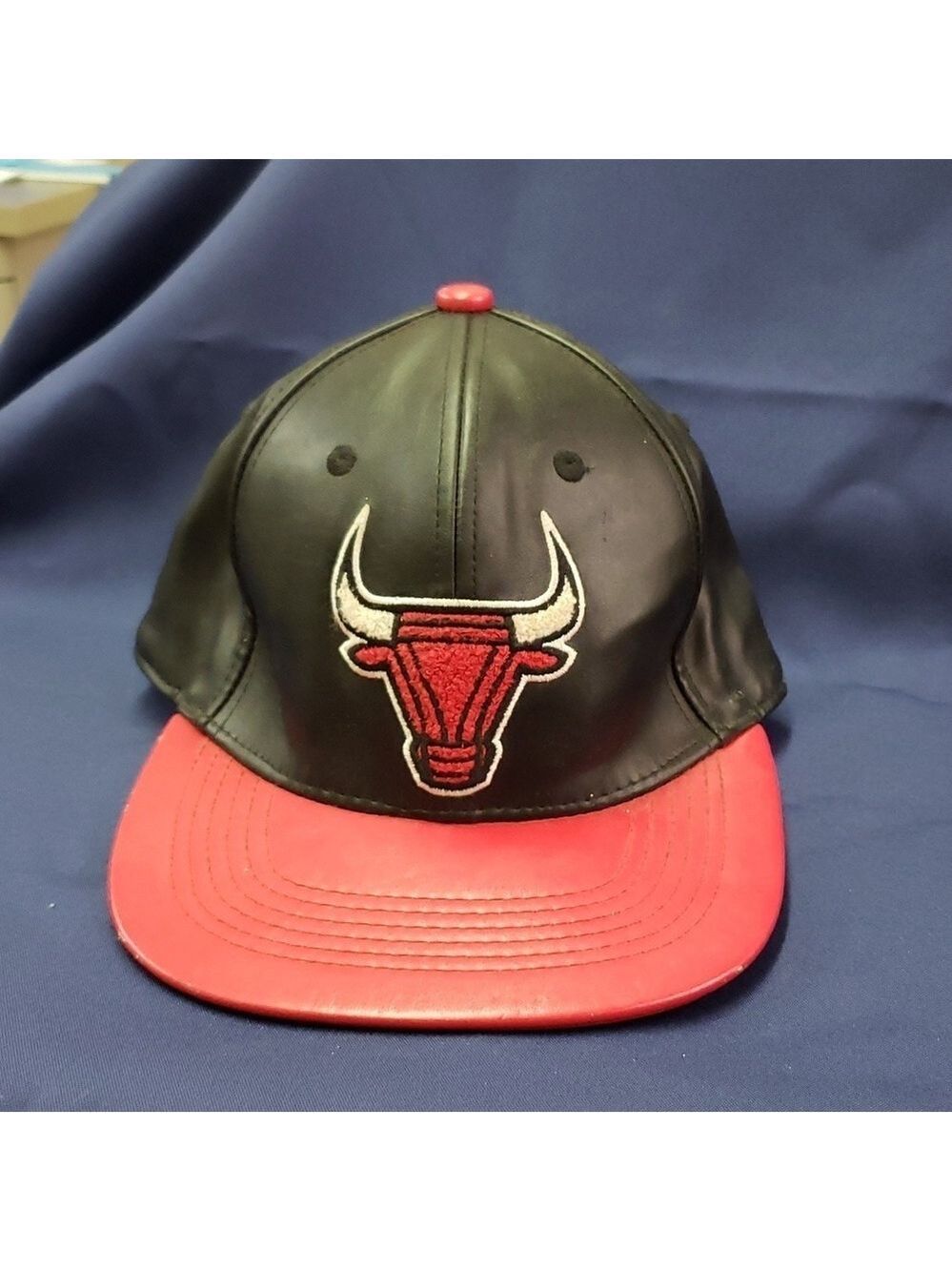 HUGE Headwear Chicago Bulls New Era NBA Black Faux Leather hat